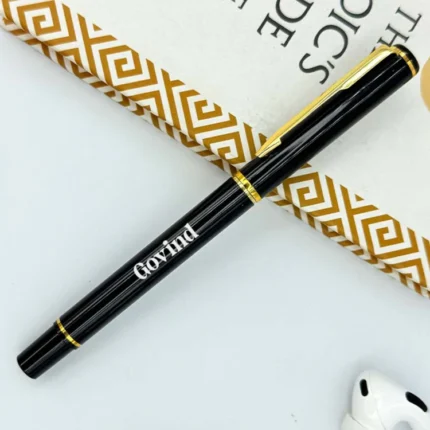 ✨ Black Metal Body Customised Pen with Golden Touch ✨