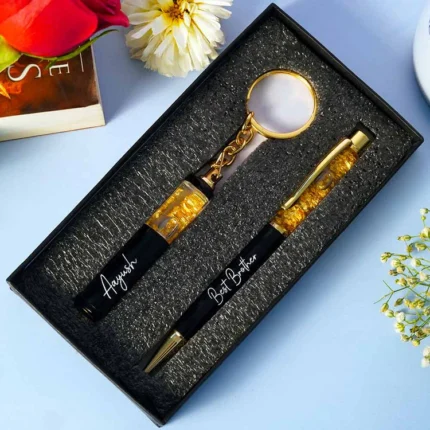 ✨ Gold Flake Customised Pen & Keyring Combo ✨