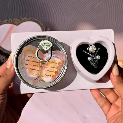 Love Pearl Necklace Gift Set with Freshwater Oyster Surprise | Wish Pearl Jewellery Kit for Women & Girls | Romantic Birthday & Anniversary Gift | Heart Pendant with Chain & Earrings