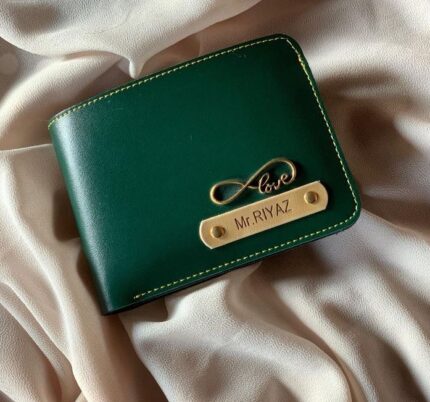 Stylish Name Customised Wallet in Green Colour