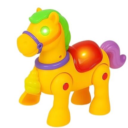 Electric Walking Pony Horse with Lights & Music | Moving Animal for Kids | Interactive Sound & Motion | Color May Vary