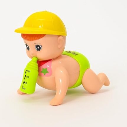 Crawling Baby Toy with Bottle | Musical & Light-Up Infant Action Toy | Crawling Movement, Colorful Hat, Sound & Light Effects for Babies & Toddlers